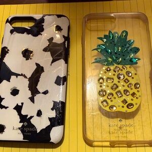iPhone 7 Plus Kate Spade Black and White Floral & Gold Pineapple Phone Cases set